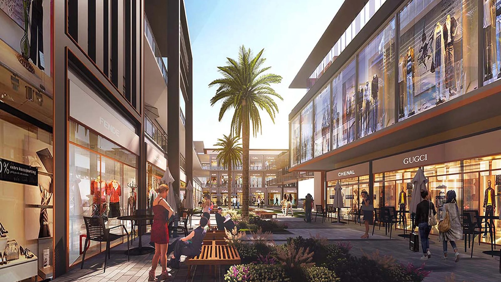 Commercial retail spaces in Noida with branded high-street shops and modern shopping complex, ideal for real estate investment