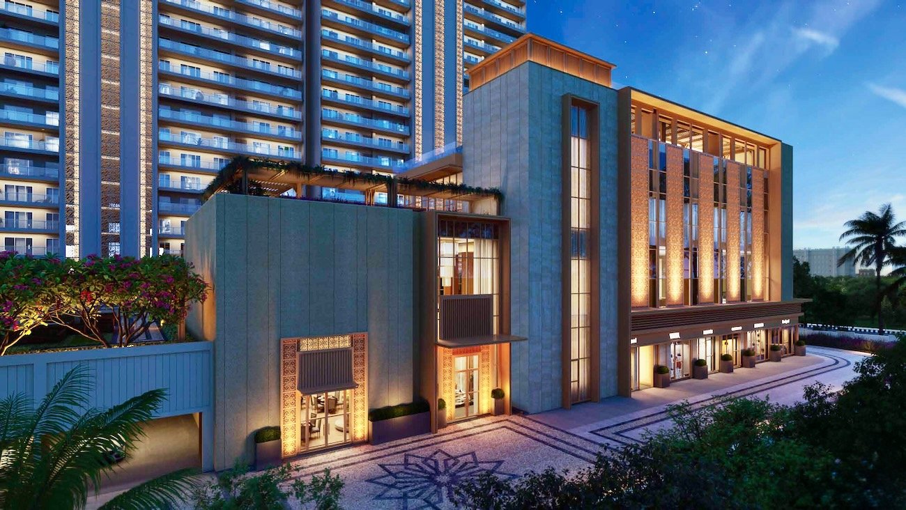 Interior of the modern clubhouse at Godrej Majesty
